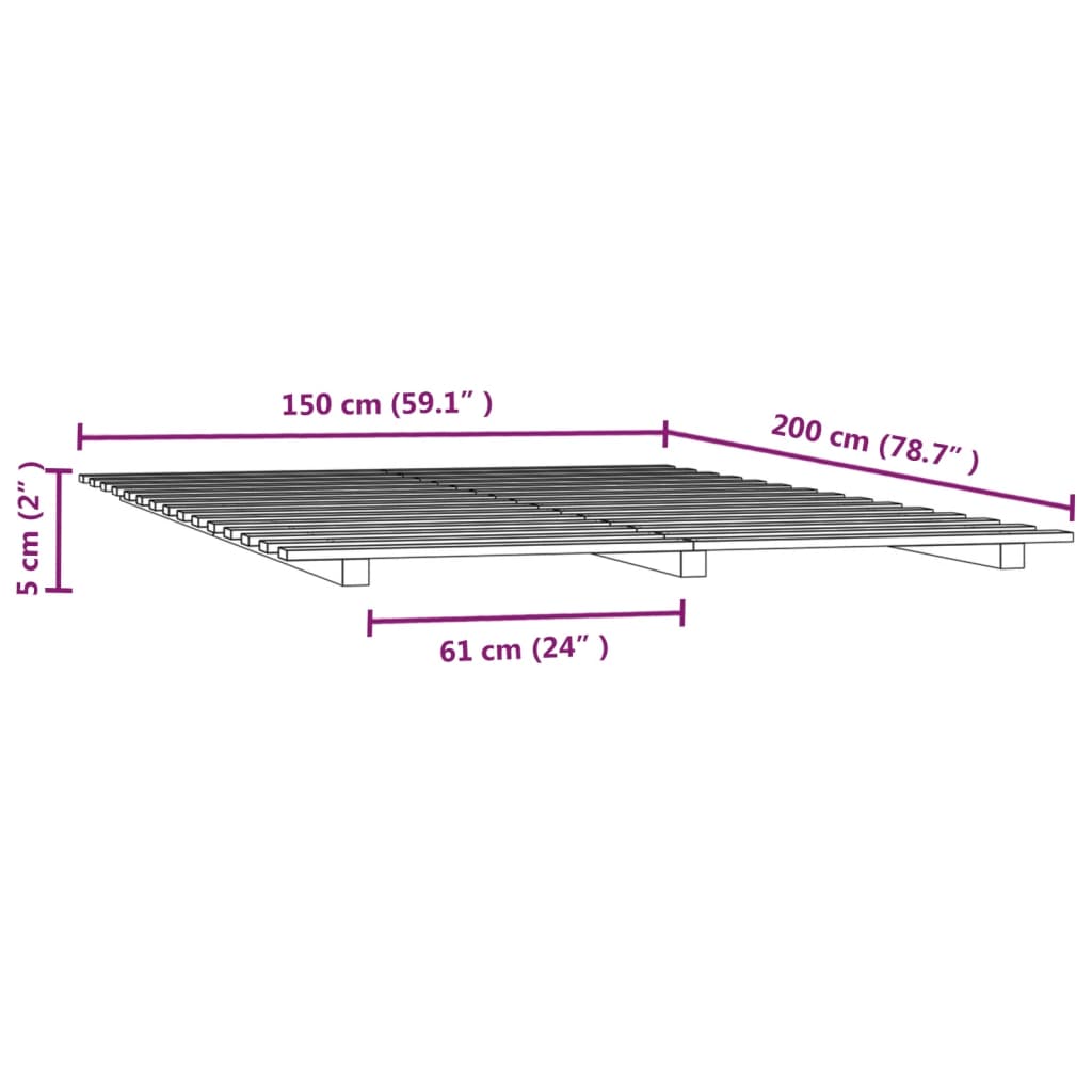 Sängynrunko hunajanruskea 150x200 cm täysi mänty - Sisustajankoti.fi