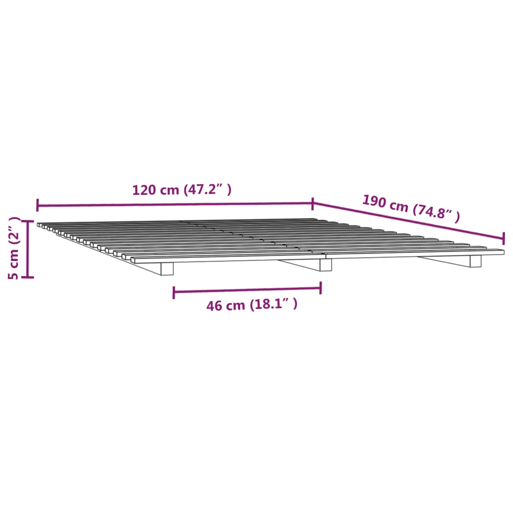 Sängynrunko musta 120x190 cm täysi mänty - Sisustajankoti.fi