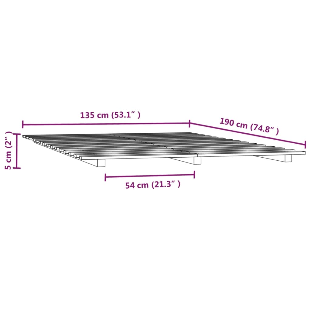 Sängynrunko musta 135x190 cm täysi mänty - Sisustajankoti.fi