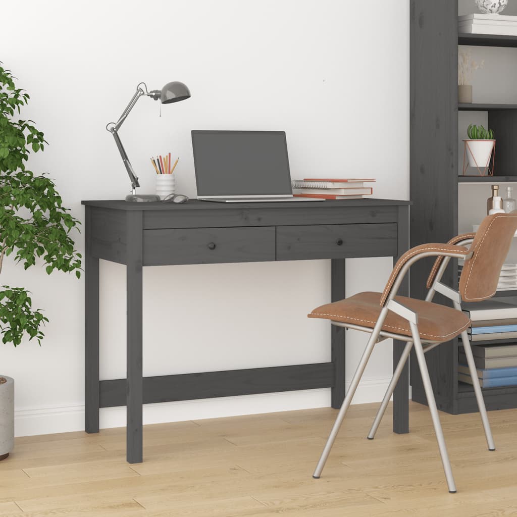 Työpöytä laatikoilla harmaa 100x50x78 cm täysi mänty - Sisustajankoti.fi