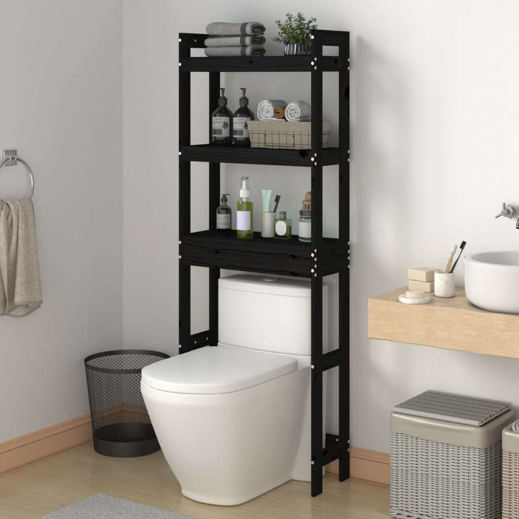 WC-teline musta 63x26x171 cm täysi mänty - Sisustajankoti.fi