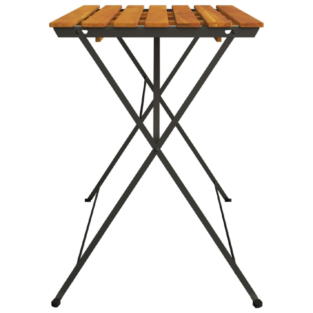 Kokoontaitettava bistropöytä 100x54x71 cm akasiapuu ja teräs - Sisustajankoti.fi