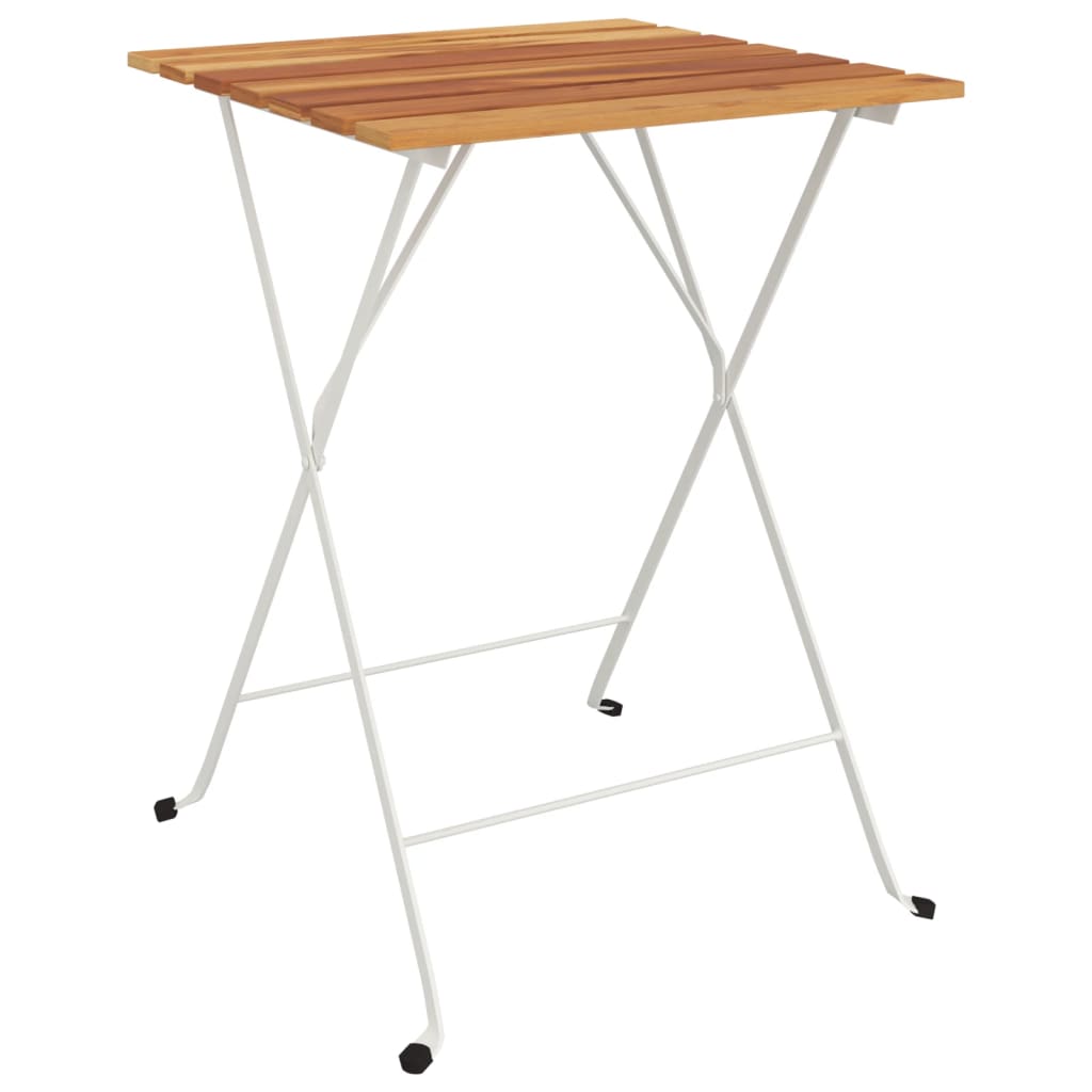 Kokoontaitettava bistropöytä 55x54x71 cm täysi tiikki ja teräs - Sisustajankoti.fi