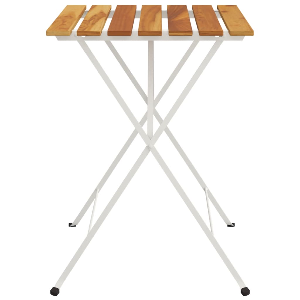 Kokoontaitettava bistropöytä 55x54x71 cm täysi tiikki ja teräs - Sisustajankoti.fi