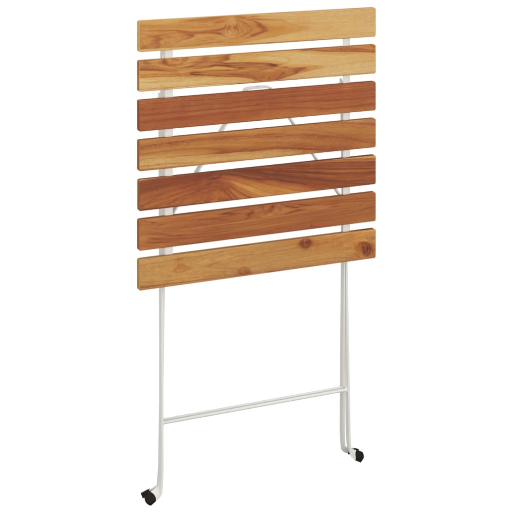 Kokoontaitettava bistropöytä 55x54x71 cm täysi tiikki ja teräs - Sisustajankoti.fi