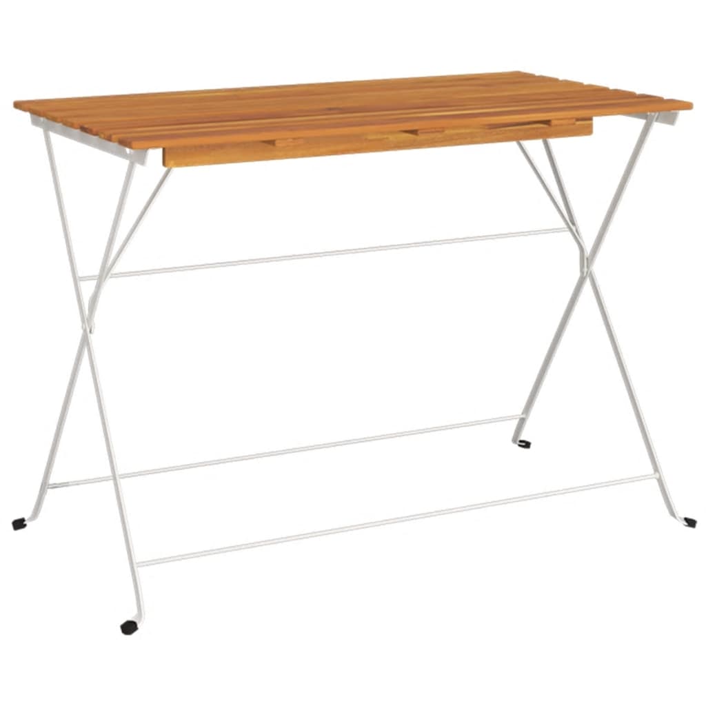 Kokoontaitettava bistropöytä 100x54x71 cm akasiapuu ja teräs - Sisustajankoti.fi