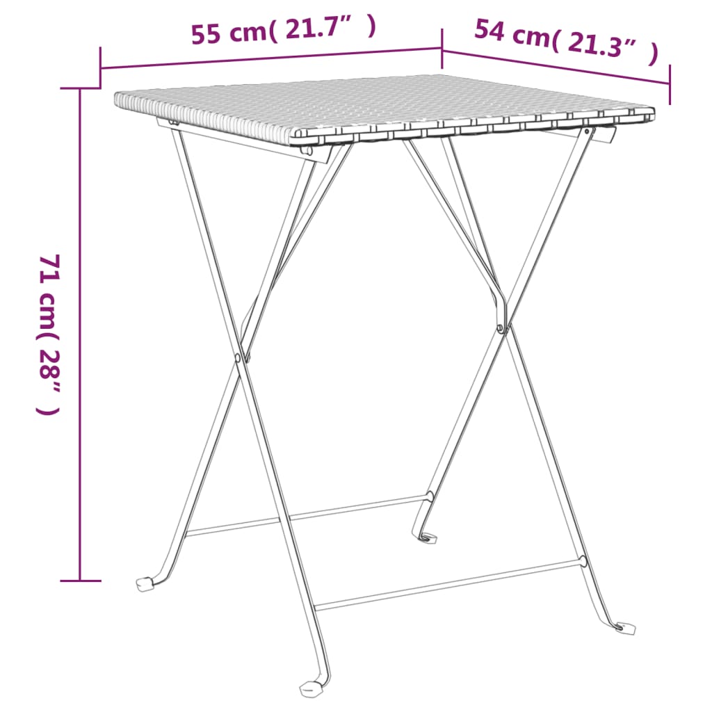 Taitettava bistropöytä musta 55x54x71 cm polyrottinki - Sisustajankoti.fi