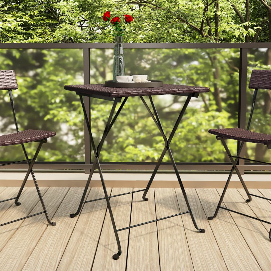 Taitettava bistropöytä ruskea 55x54x71 cm polyrottinki - Sisustajankoti.fi