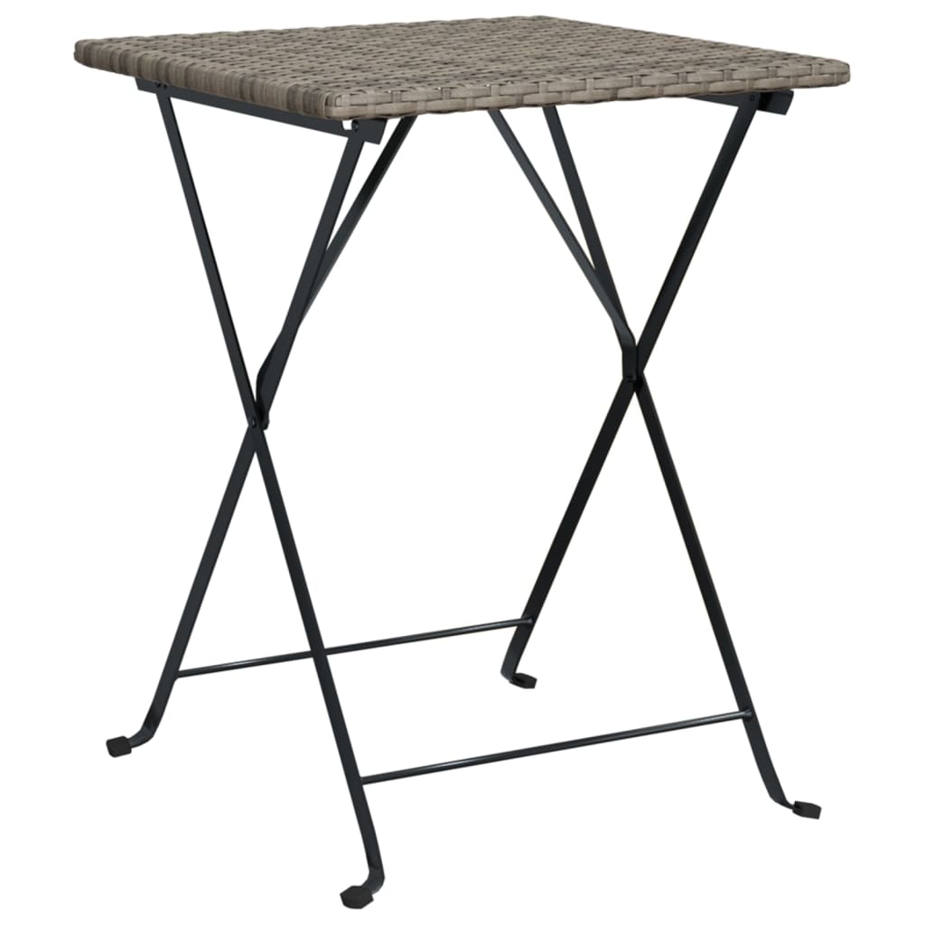 Taitettava bistropöytä harmaa 55x54x71 cm polyrottinki - Sisustajankoti.fi