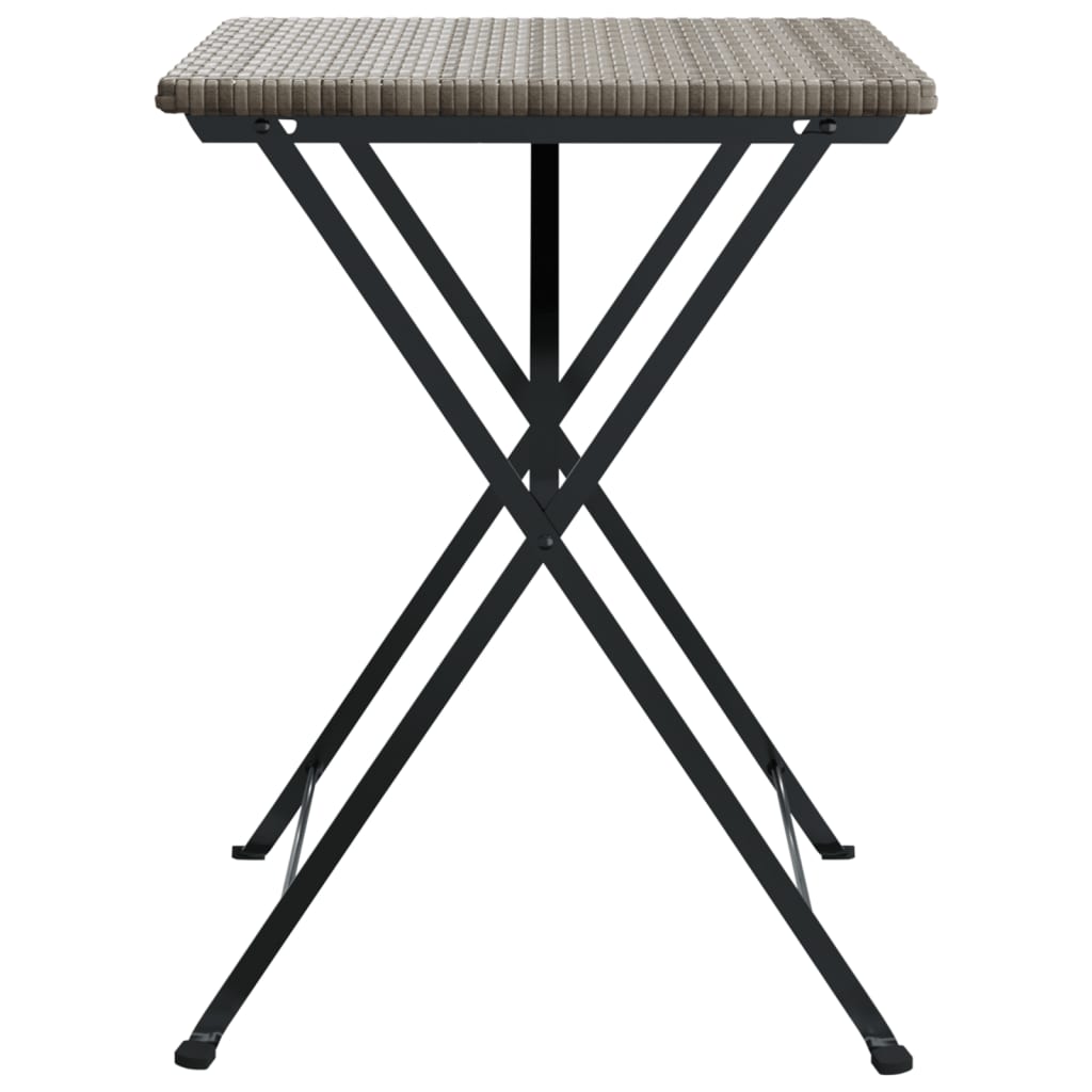 Taitettava bistropöytä harmaa 55x54x71 cm polyrottinki - Sisustajankoti.fi