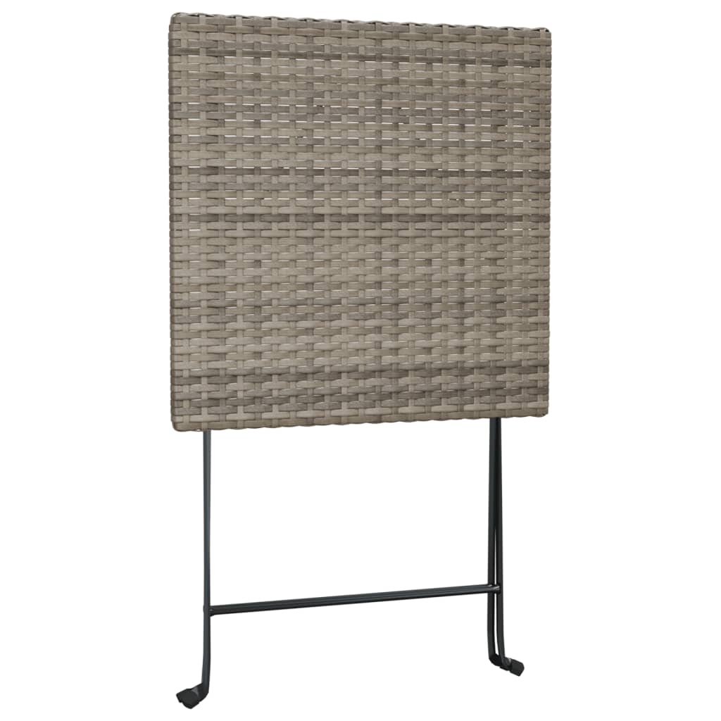 Taitettava bistropöytä harmaa 55x54x71 cm polyrottinki - Sisustajankoti.fi