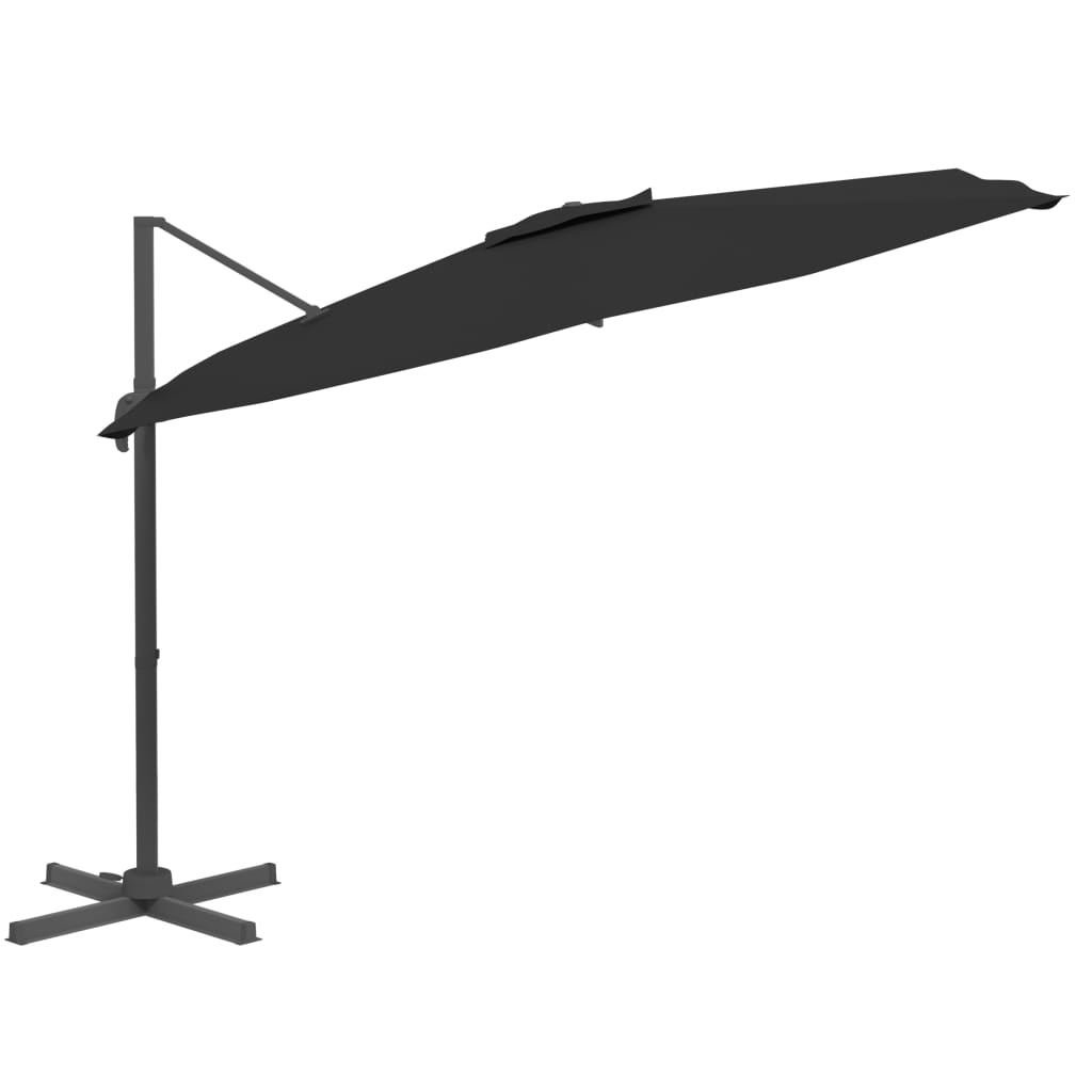 Riippuva aurinkovarjo alumiinipylväällä musta 400x300 cm - Sisustajankoti.fi