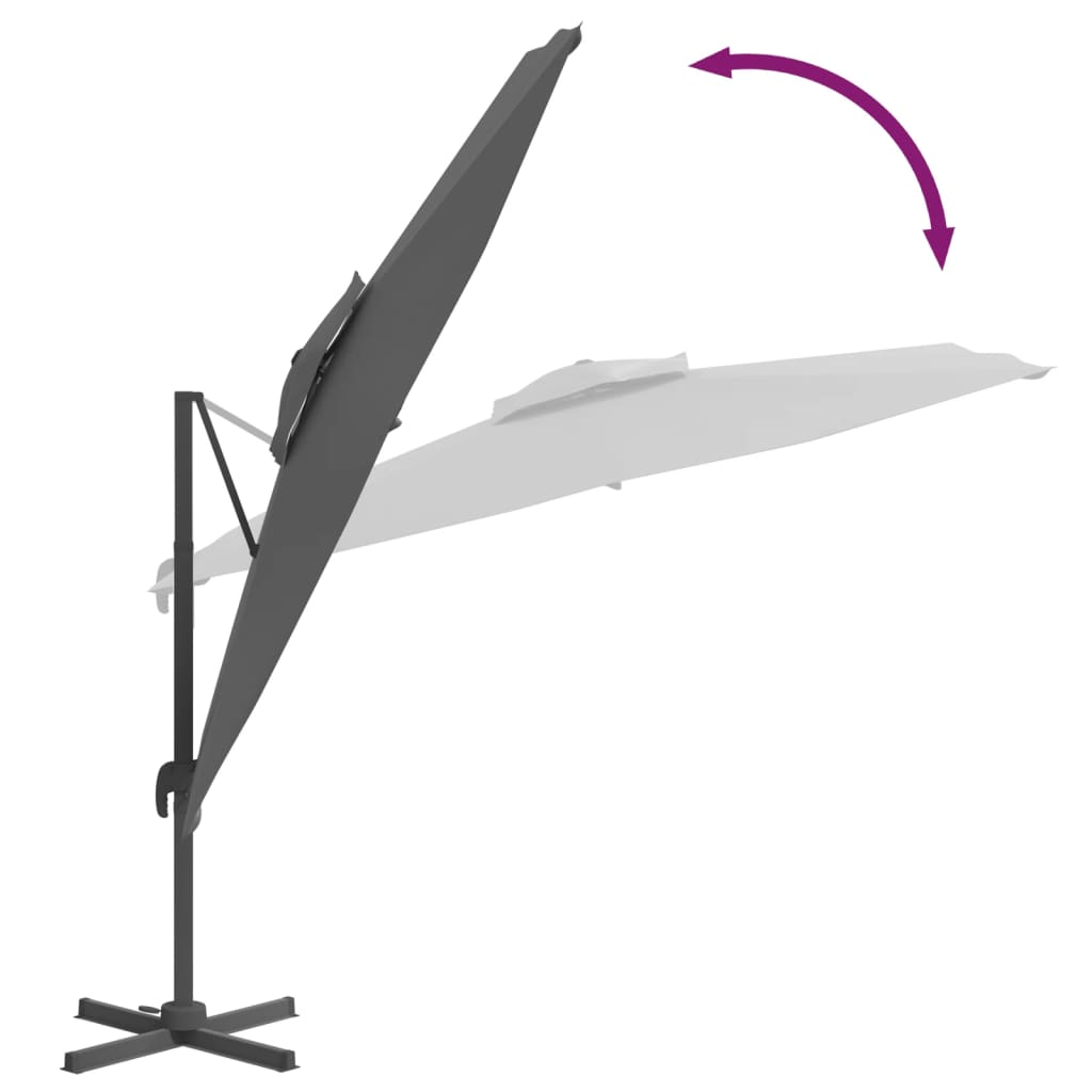Riippuva kaksois-aurinkovarjo antrasiitti 300x300 cm - Sisustajankoti.fi
