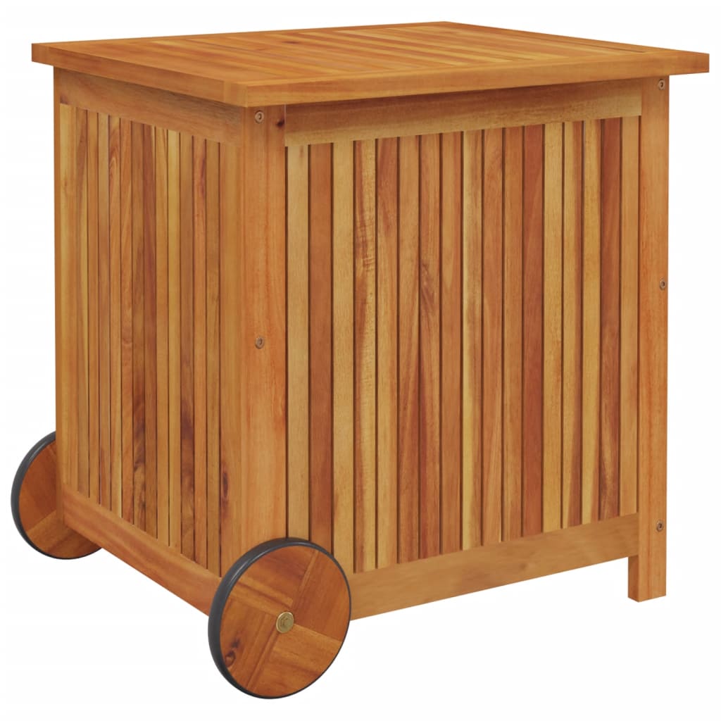 Ulkosäilytyslaatikko pyörillä 60x50x58 cm täysi akasiapuu - Sisustajankoti.fi