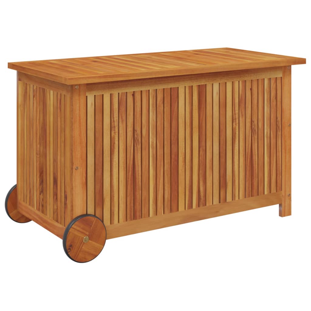 Ulkosäilytyslaatikko pyörillä 90x50x58 cm täysi akasiapuu - Sisustajankoti.fi