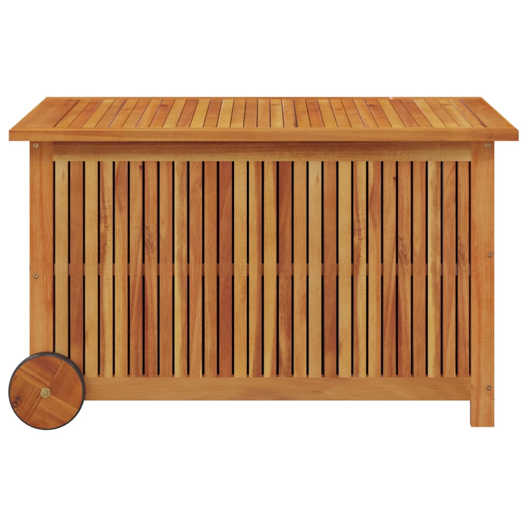 Ulkosäilytyslaatikko pyörillä 90x50x58 cm täysi akasiapuu - Sisustajankoti.fi