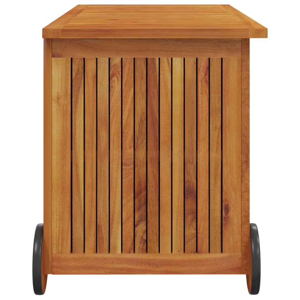 Ulkosäilytyslaatikko pyörillä 90x50x58 cm täysi akasiapuu - Sisustajankoti.fi
