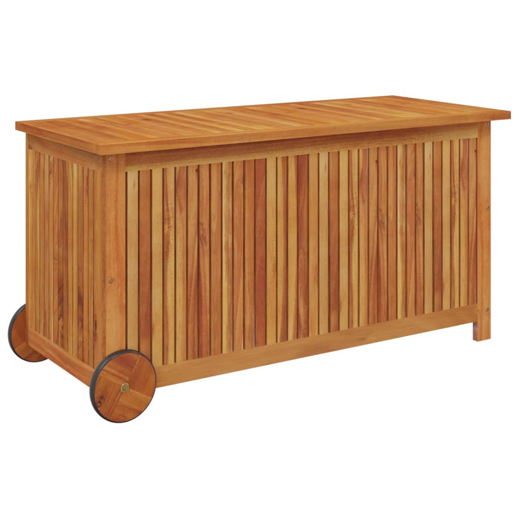 Ulkosäilytyslaatikko pyörillä 113x50x58 cm täysi akasiapuu - Sisustajankoti.fi