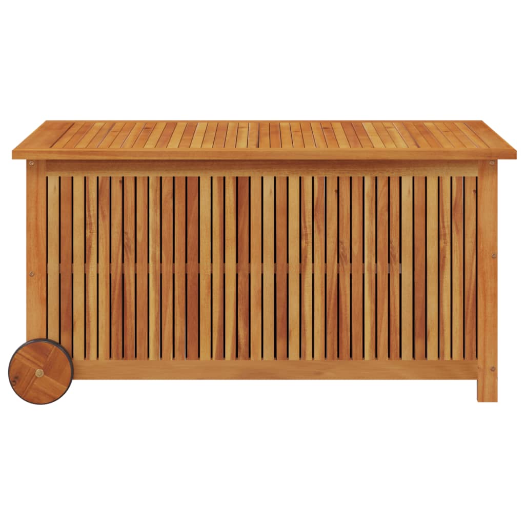 Ulkosäilytyslaatikko pyörillä 113x50x58 cm täysi akasiapuu - Sisustajankoti.fi