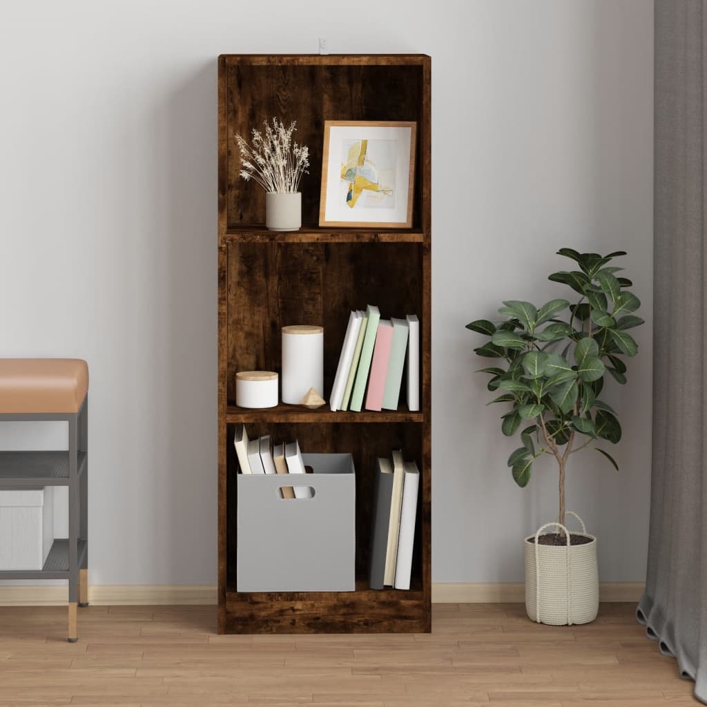 3-tasoinen Kirjahylly savutammi 40x24x109 cm tekninen puu - Sisustajankoti.fi