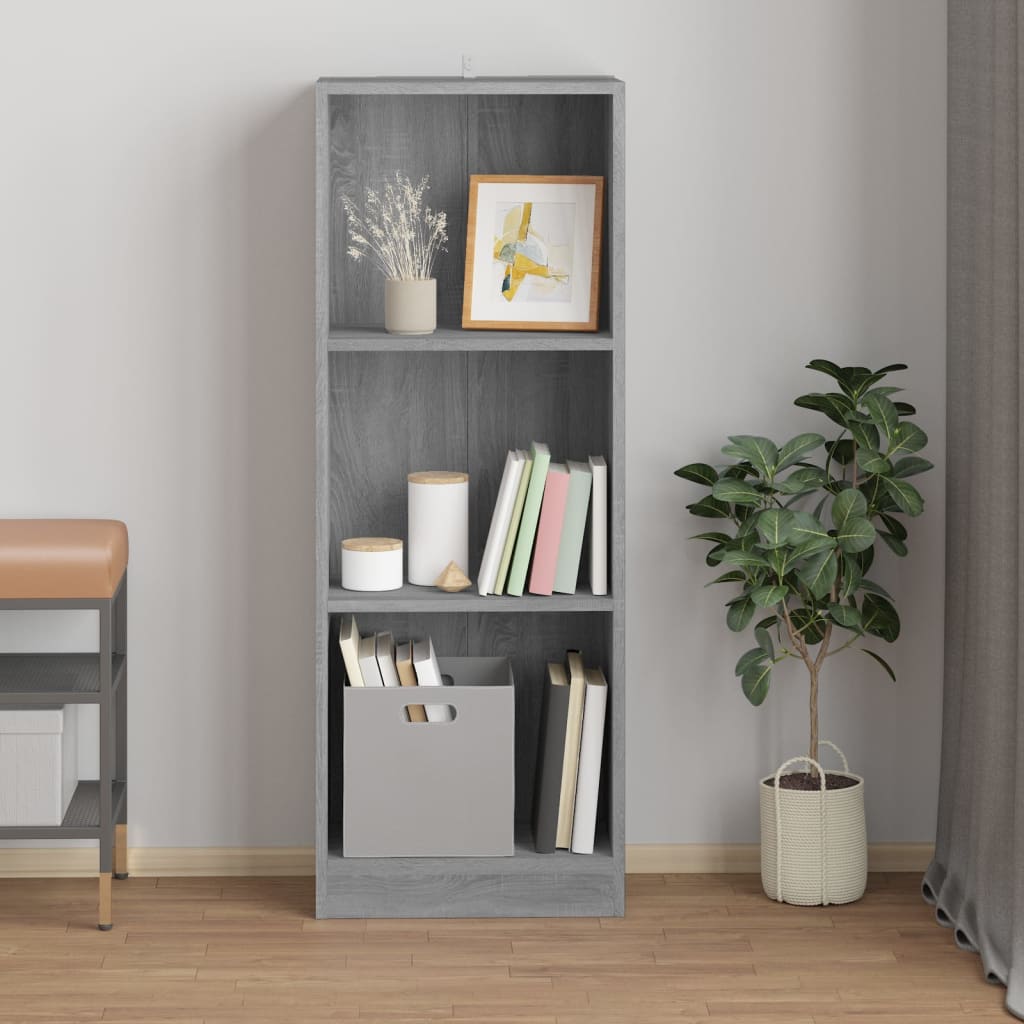 3-tasoinen Kirjahylly harmaa Sonoma 40x24x109 cm tekninen puu - Sisustajankoti.fi