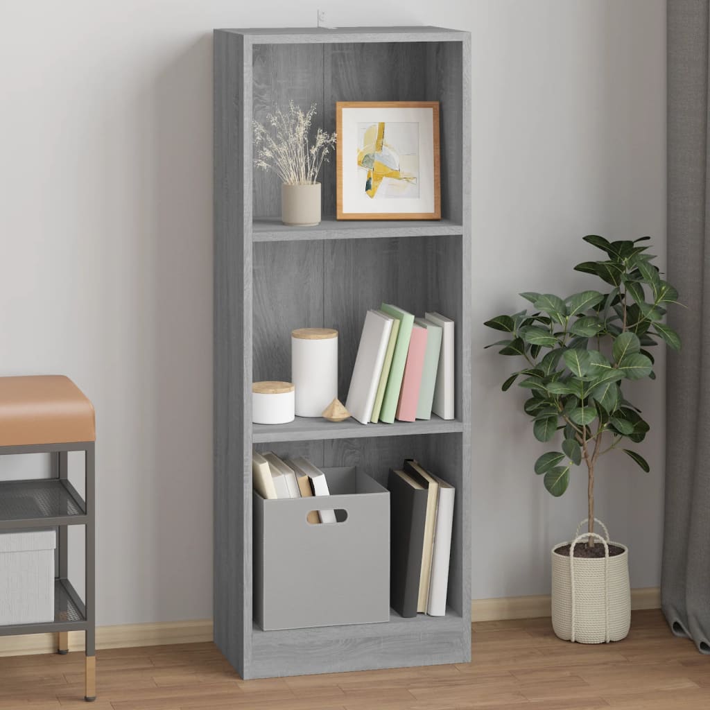 3-tasoinen Kirjahylly harmaa Sonoma 40x24x109 cm tekninen puu - Sisustajankoti.fi
