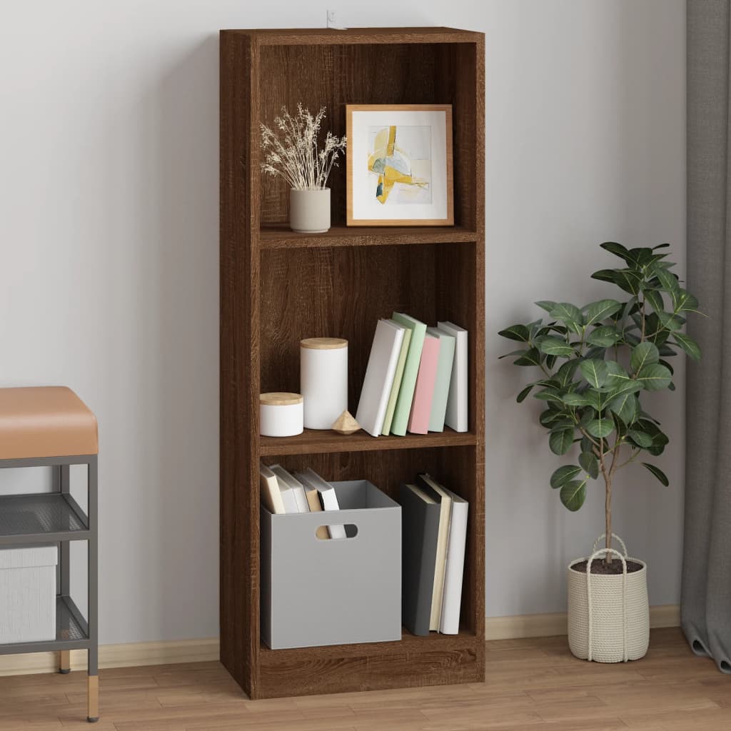 3-tasoinen Kirjahylly ruskea tammi 40x24x109 cm tekninen puu - Sisustajankoti.fi