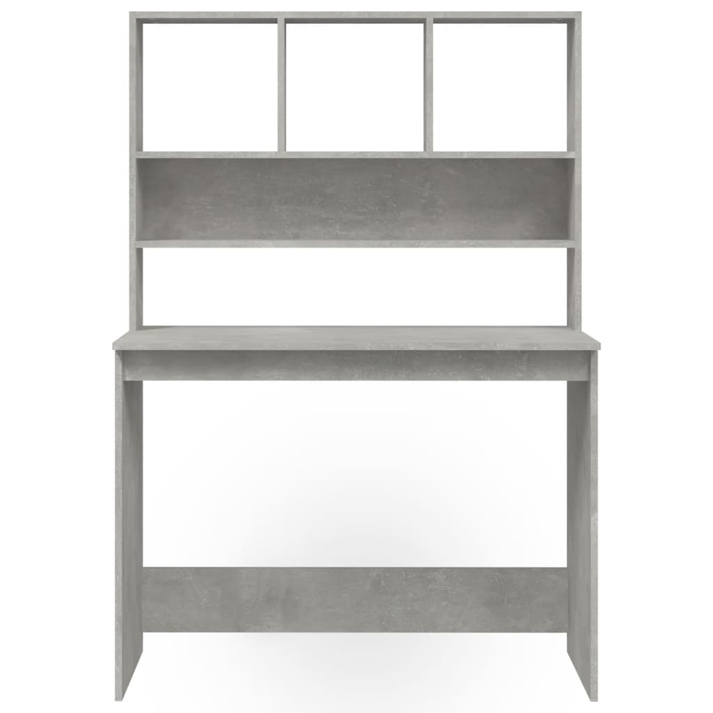 Työpöytä hyllyillä betoninharmaa 102x45x148 cm tekninen puu - Sisustajankoti.fi