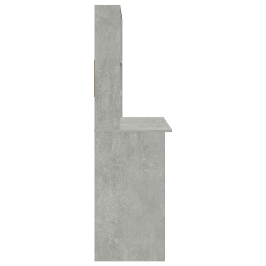 Työpöytä hyllyillä betoninharmaa 102x45x148 cm tekninen puu - Sisustajankoti.fi