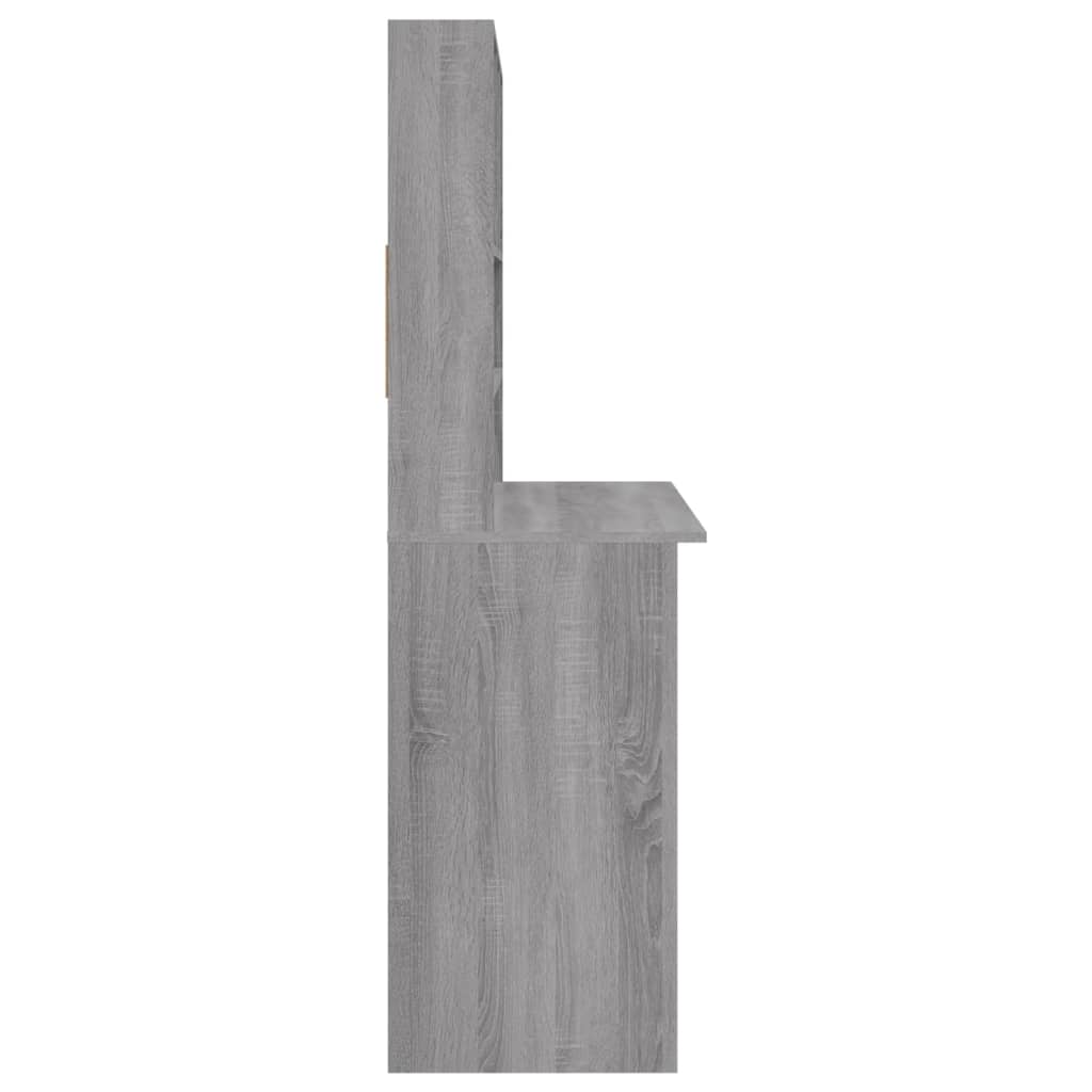 Työpöytä hyllyillä harmaa Sonoma 102x45x148 cm tekninen puu - Sisustajankoti.fi