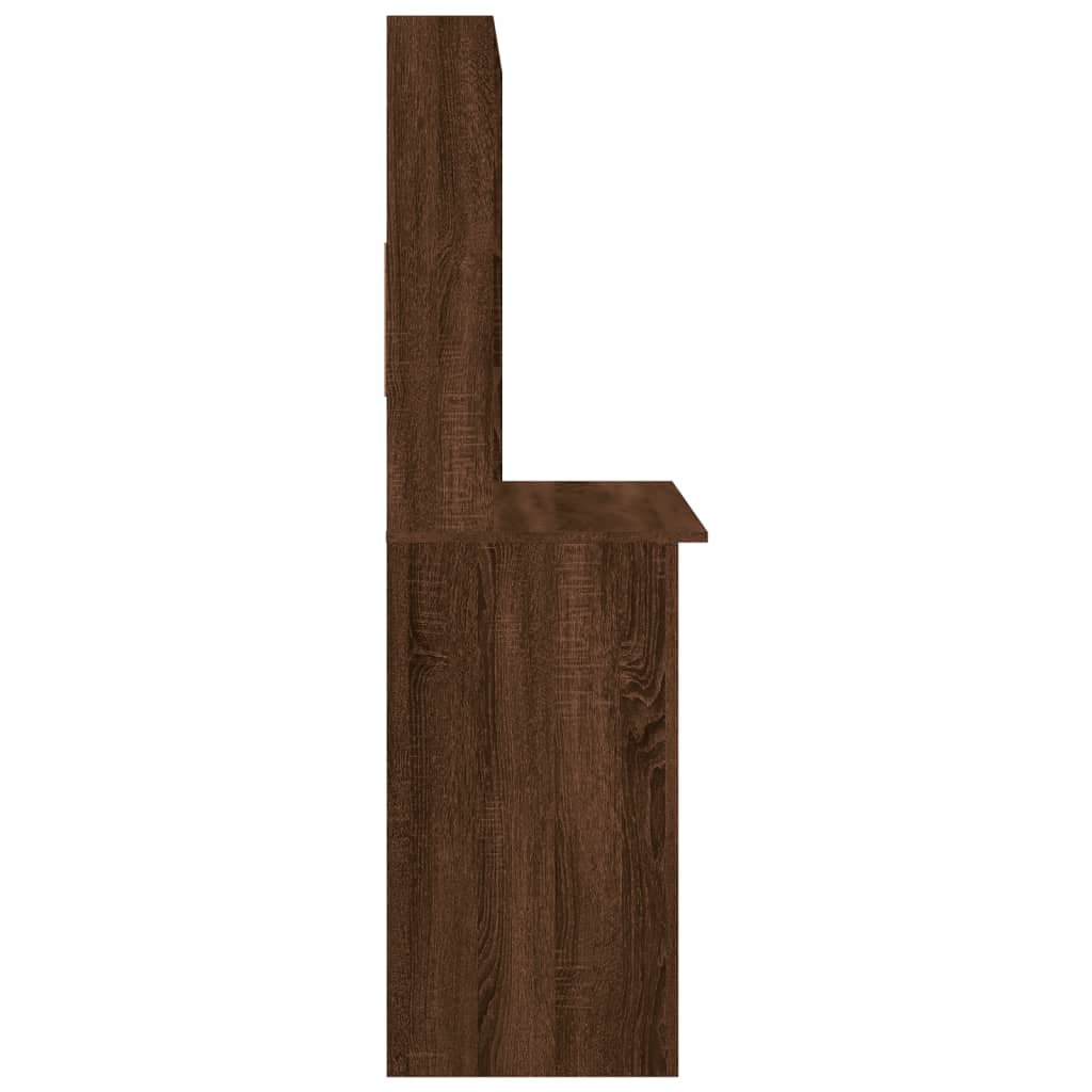 Työpöytä hyllyillä ruskea tammi 102x45x148 cm tekninen puu - Sisustajankoti.fi