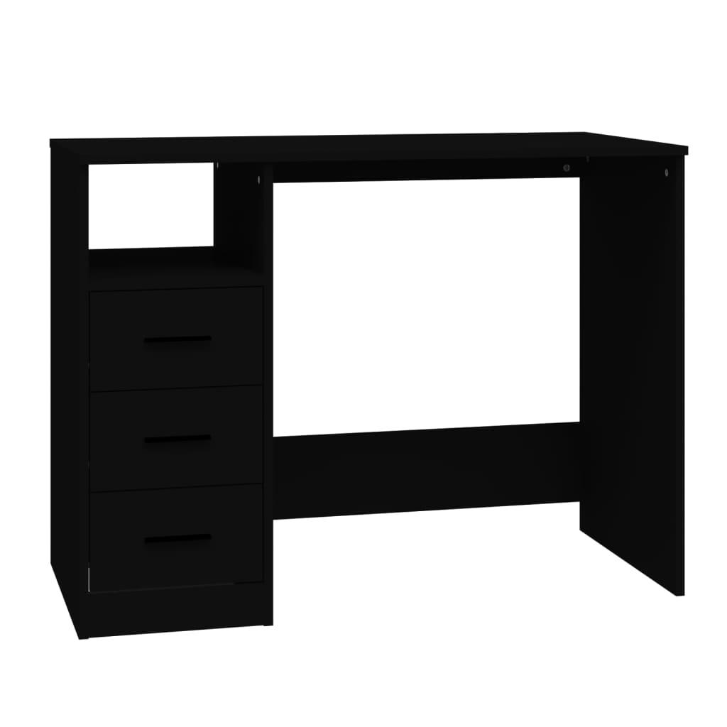 Työpöytä laatikoilla musta 102x50x76 cm tekninen puu - Sisustajankoti.fi