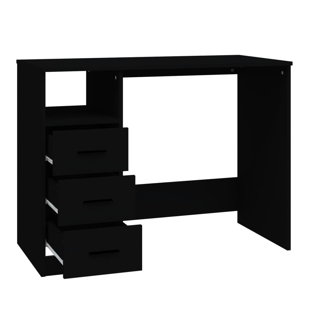 Työpöytä laatikoilla musta 102x50x76 cm tekninen puu - Sisustajankoti.fi