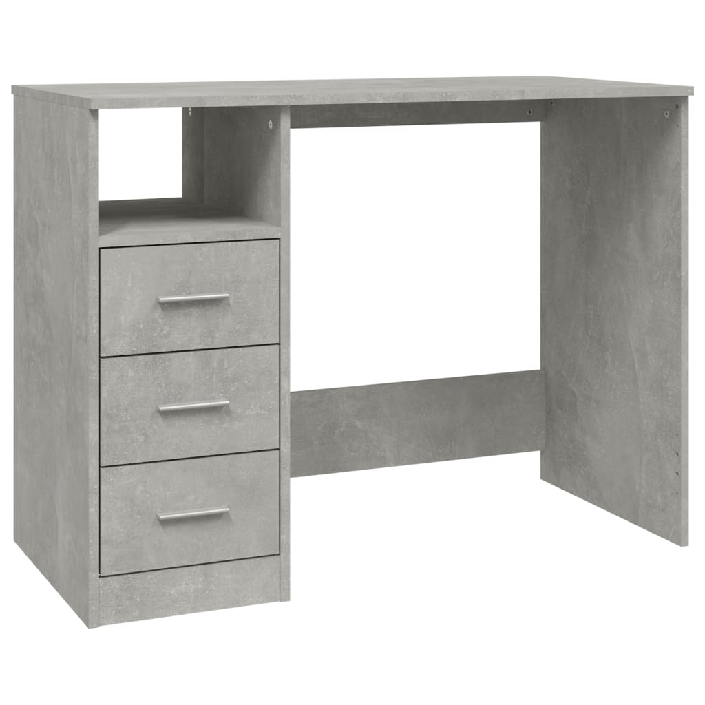 Työpöytä laatikoilla betoninharmaa 102x50x76 cm tekninen puu - Sisustajankoti.fi