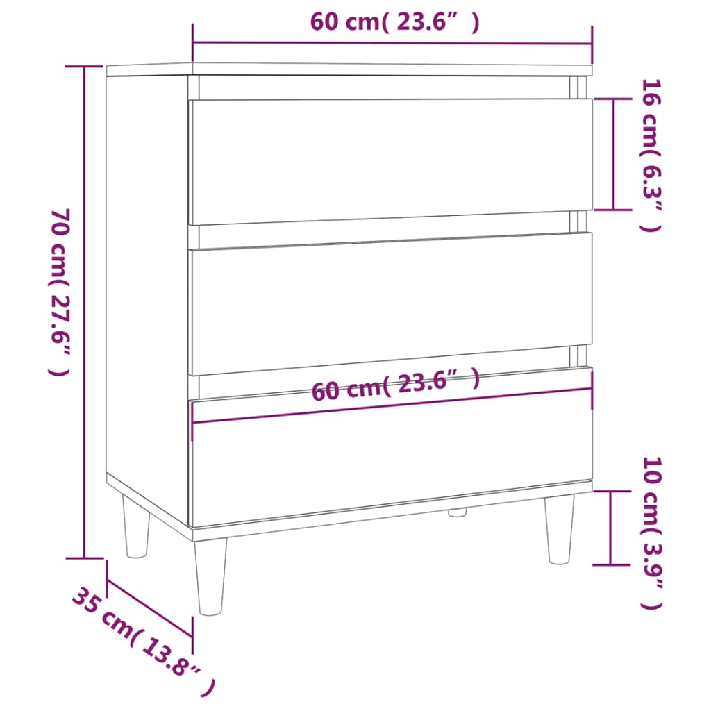 Senkki musta 60x35x70 cm tekninen puu - Sisustajankoti.fi
