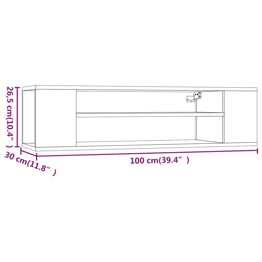 Seinä TV-taso harmaa Sonoma 100x30x26,5 cm tekninen puu - Sisustajankoti.fi