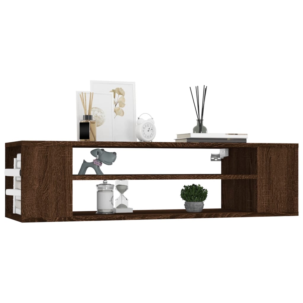 Seinä TV-taso ruskea tammi 100x30x26,5 cm tekninen puu - Sisustajankoti.fi