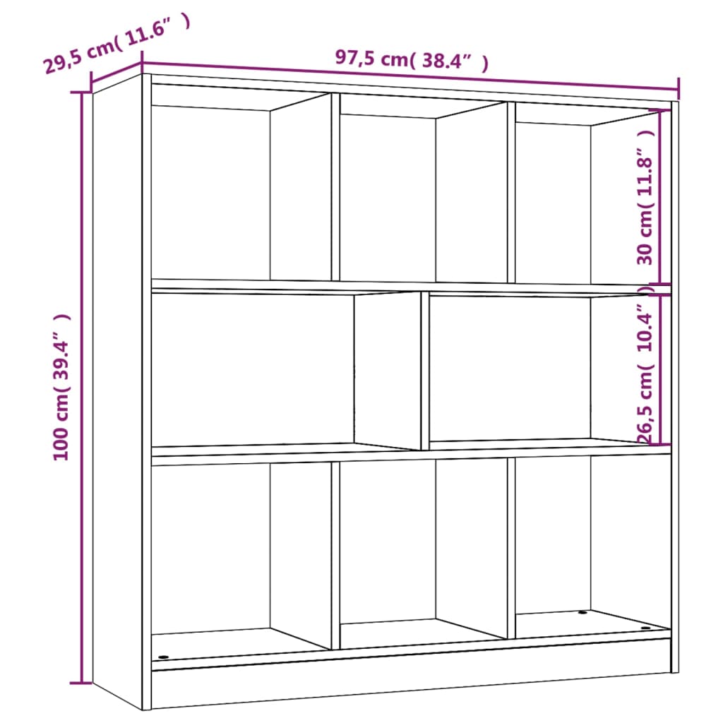 Kirjakaappi harmaa Sonoma 97,5x29,5x100 cm tekninen puu - Sisustajankoti.fi