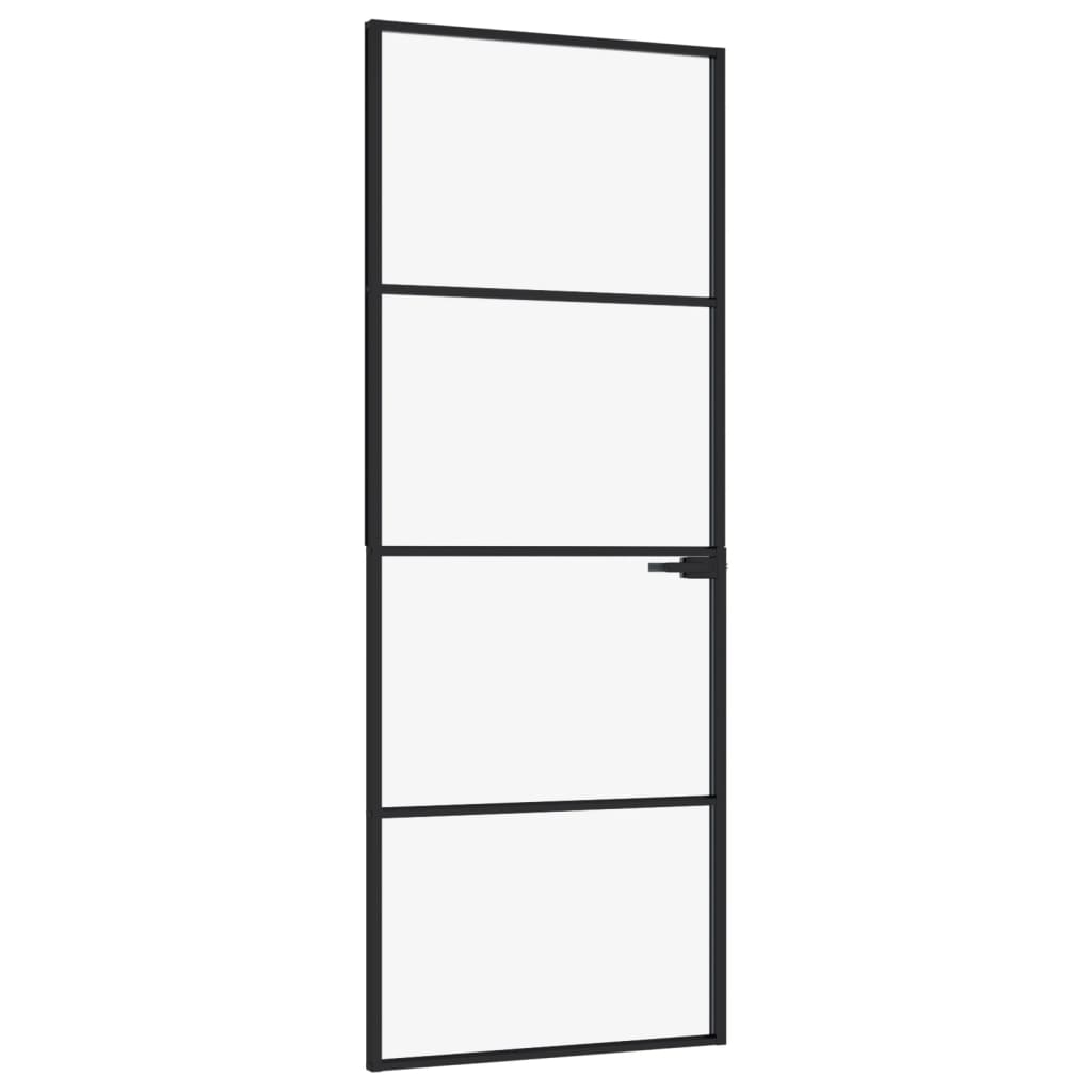 Sisäovi musta 76x201,5 cm karkaistu lasi ja alumiini ohut - Sisustajankoti.fi
