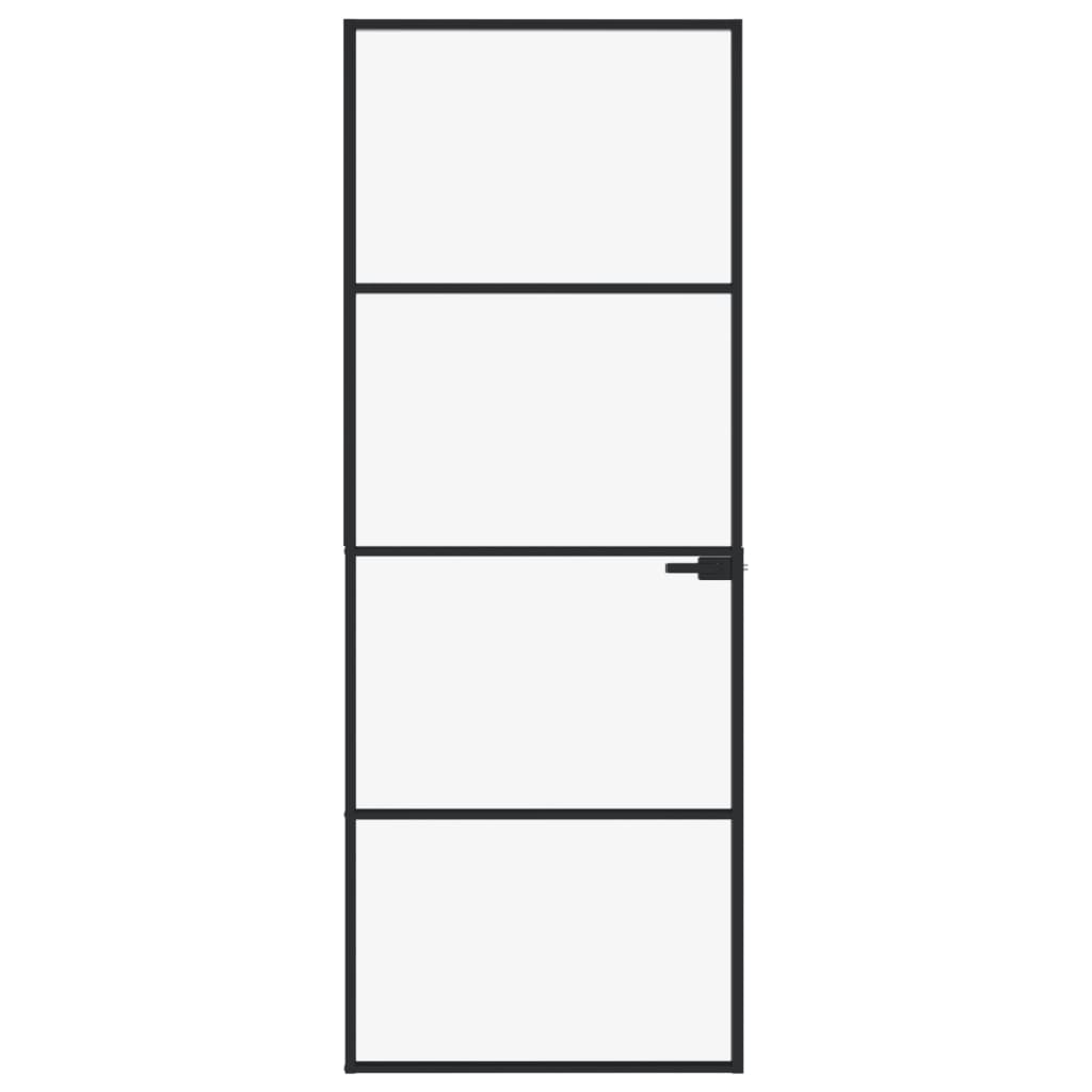 Sisäovi musta 76x201,5 cm karkaistu lasi ja alumiini ohut - Sisustajankoti.fi
