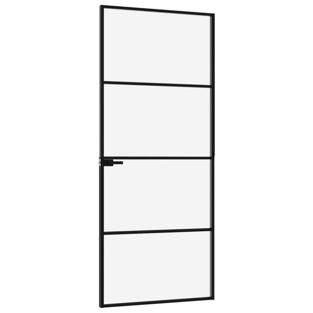 Sisäovi musta 76x201,5 cm karkaistu lasi ja alumiini ohut - Sisustajankoti.fi
