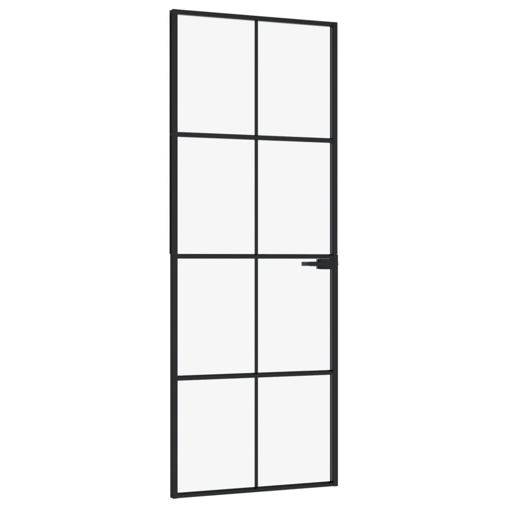 Sisäovi musta 76x201,5 cm karkaistu lasi ja alumiini ohut - Sisustajankoti.fi