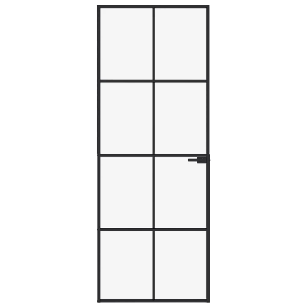Sisäovi musta 76x201,5 cm karkaistu lasi ja alumiini ohut - Sisustajankoti.fi
