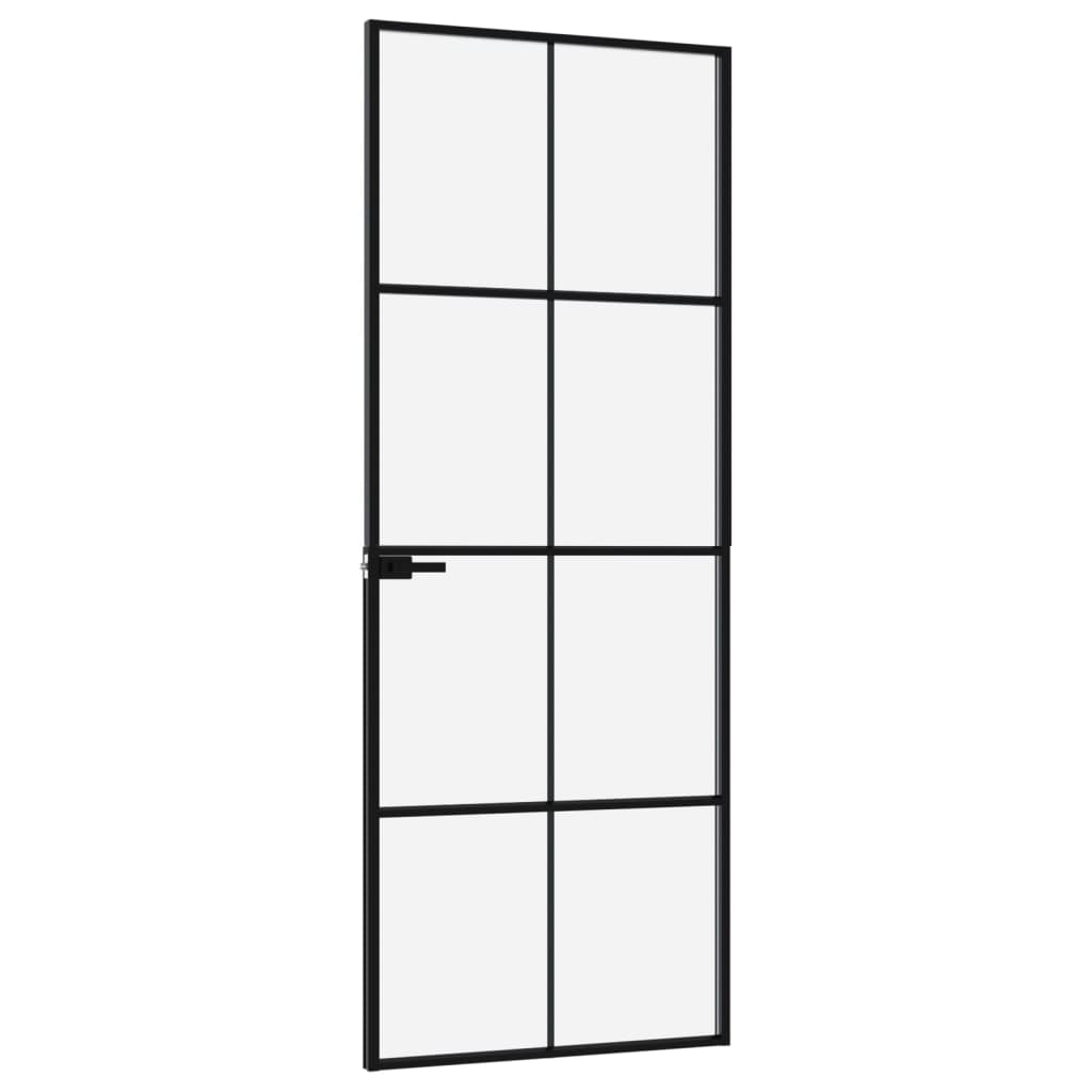 Sisäovi musta 76x201,5 cm karkaistu lasi ja alumiini ohut - Sisustajankoti.fi