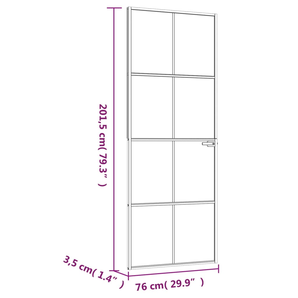 Sisäovi musta 76x201,5 cm karkaistu lasi ja alumiini ohut - Sisustajankoti.fi