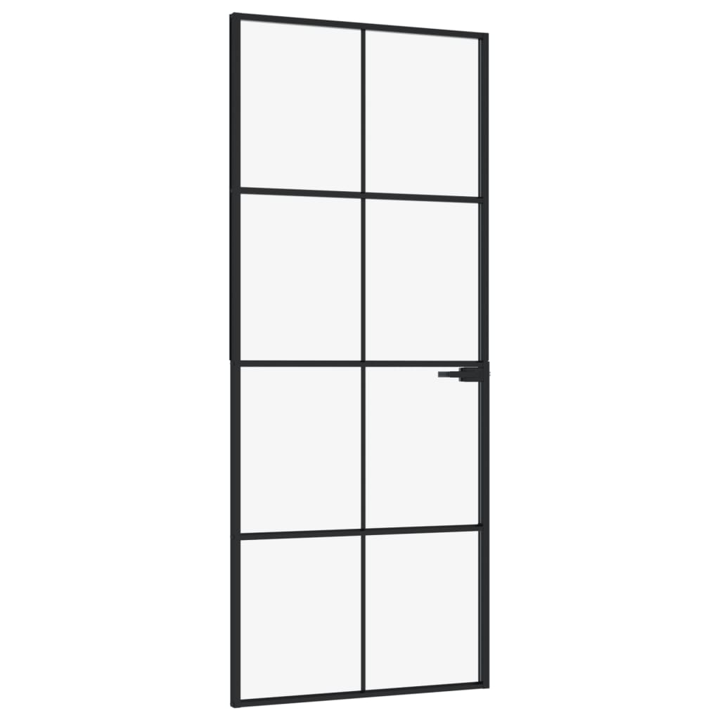 Sisäovi musta 83x201,5 cm karkaistu lasi ja alumiini ohut - Sisustajankoti.fi