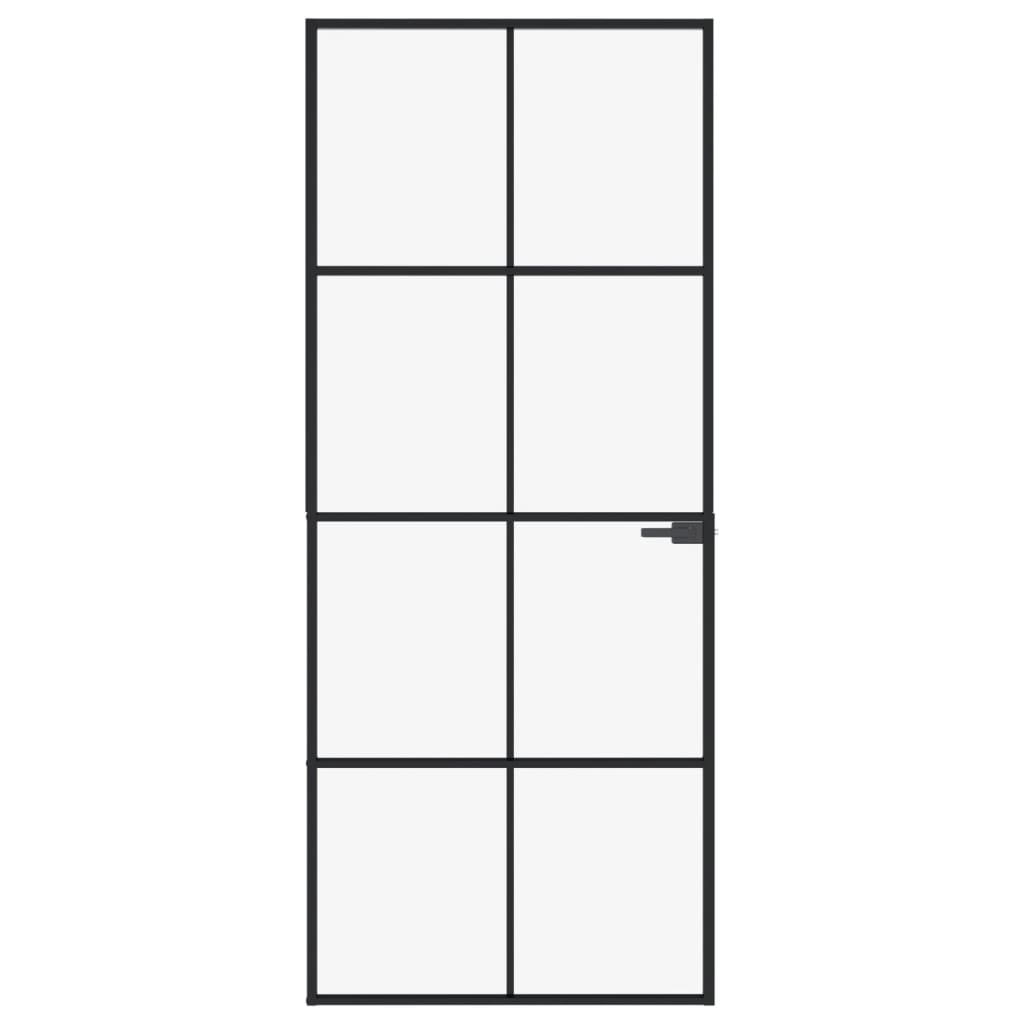 Sisäovi musta 83x201,5 cm karkaistu lasi ja alumiini ohut - Sisustajankoti.fi