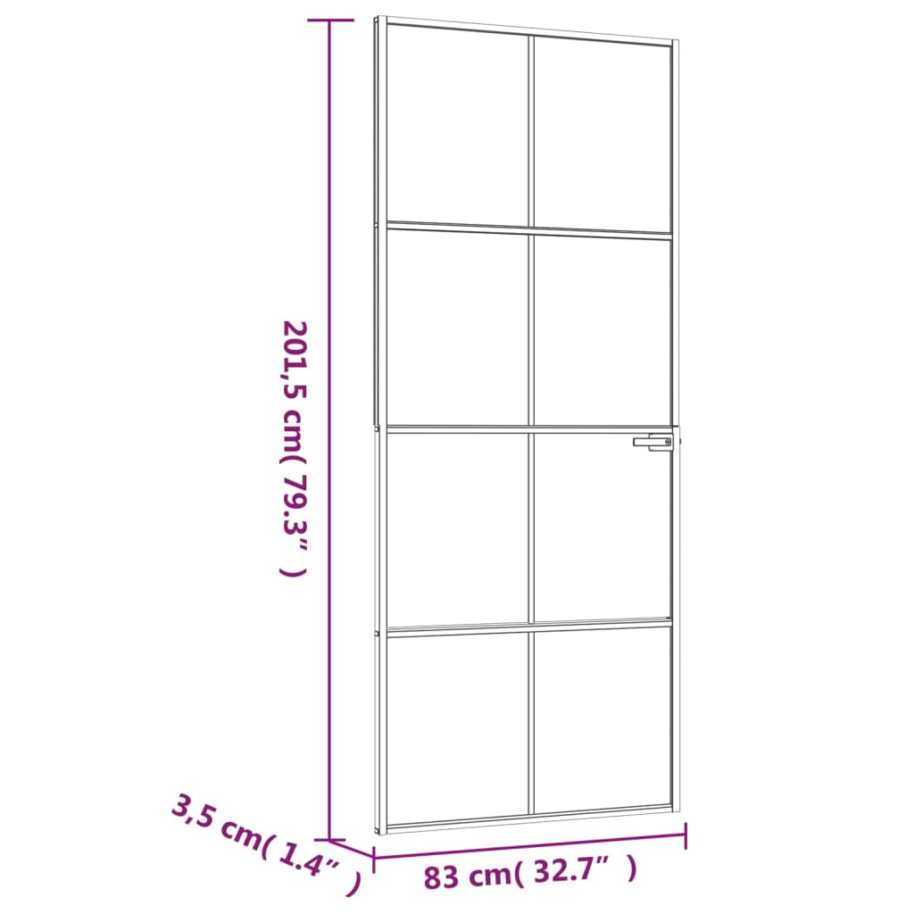 Sisäovi musta 83x201,5 cm karkaistu lasi ja alumiini ohut - Sisustajankoti.fi