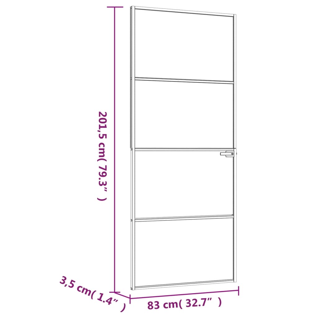 Sisäovi valkoinen 83x201,5 cm karkaistu lasi ja alumiini ohut - Sisustajankoti.fi