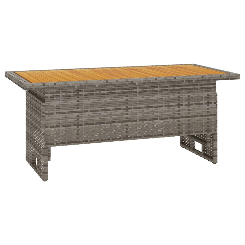 Puutarhapöytä harmaa 100x50x43/63 cm akasiapuu ja polyrottinki - Sisustajankoti.fi